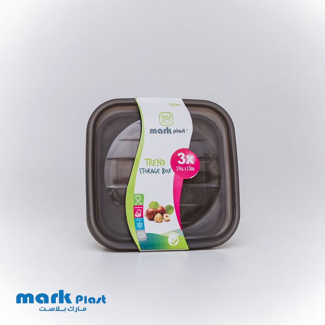 All Black Trend fridge containers (Set 3 Pieces)