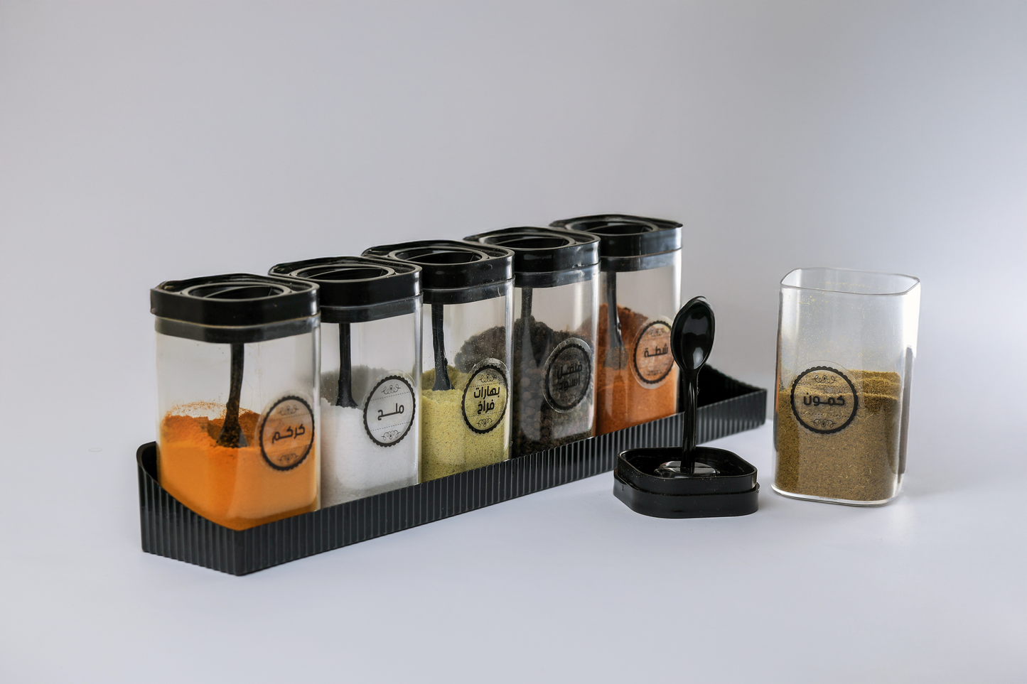 6-Piece Self-spoon Spice Containers with Stand