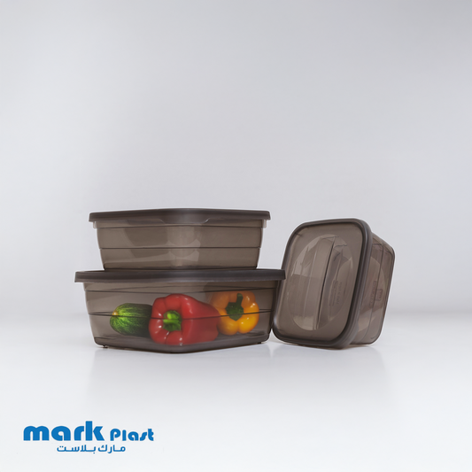 All Black Trend fridge containers (Set 3 Pieces)