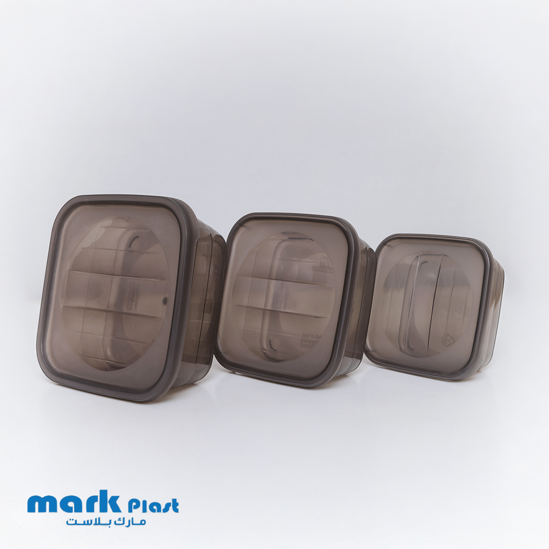 All Black Trend fridge containers (Set 3 Pieces)