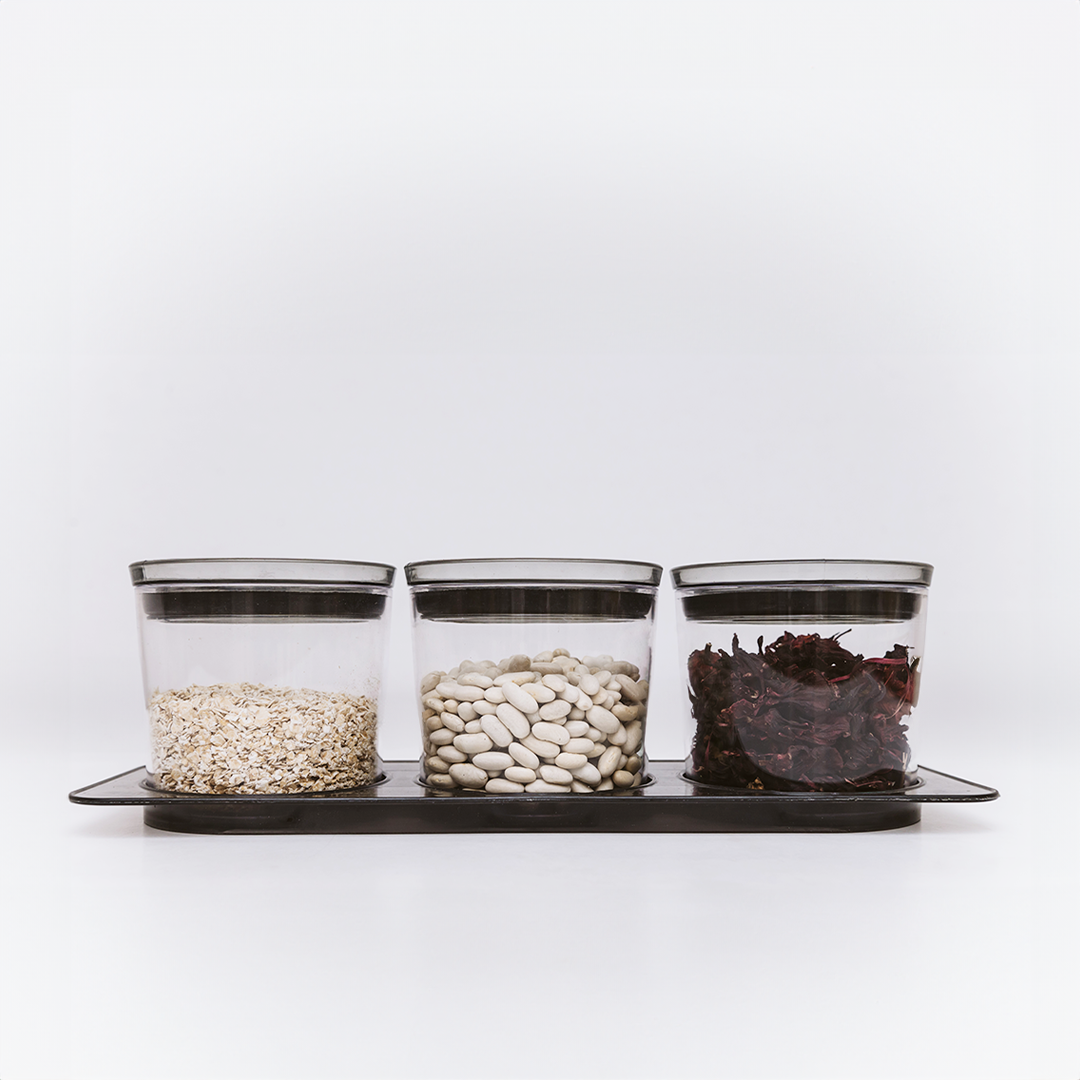 3-Piece Acrylic Spice and Food Containers with Rack