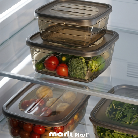 All Black Trend fridge containers (Set 3 Pieces)