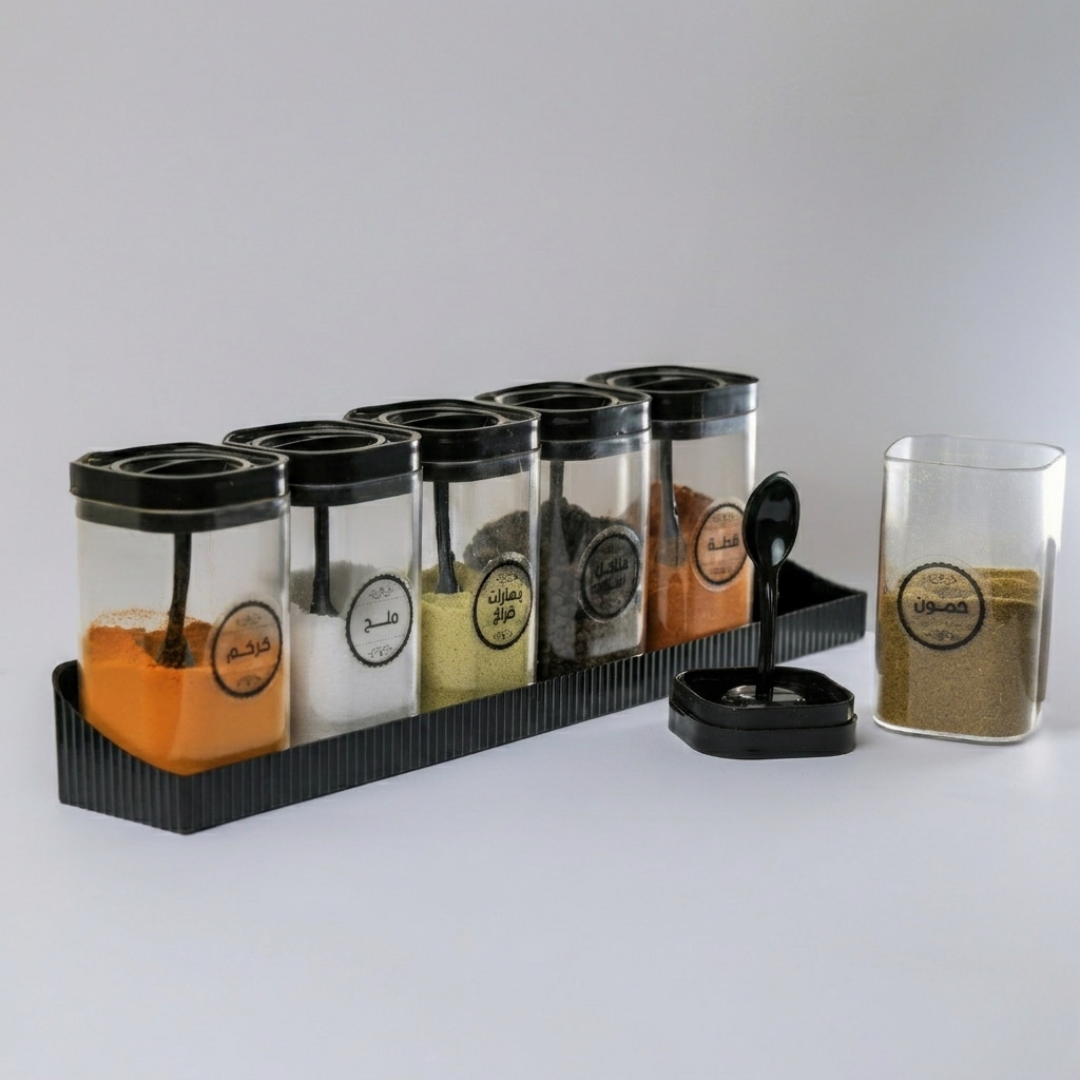 6-Piece Self-spoon Spice Containers with Stand