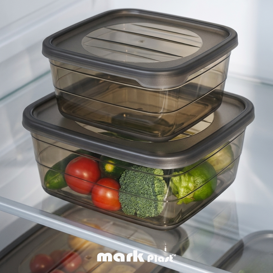 All Black Trend fridge containers (Set 3 Pieces)