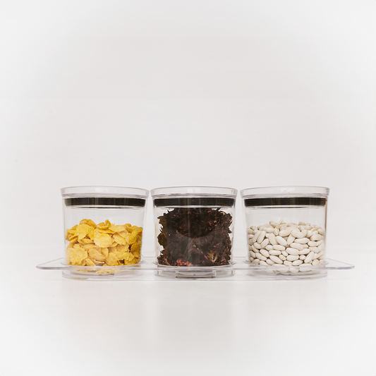 3-Piece Acrylic Spice and Food Containers with Rack