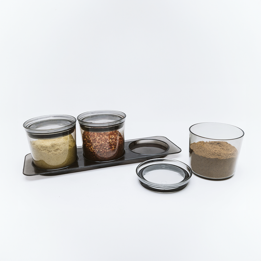 3-Piece Acrylic Spice and Food Containers with Rack