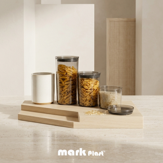 Rounded Acrylic Food Storages Container Plastic lid (Set 3 Pieces)