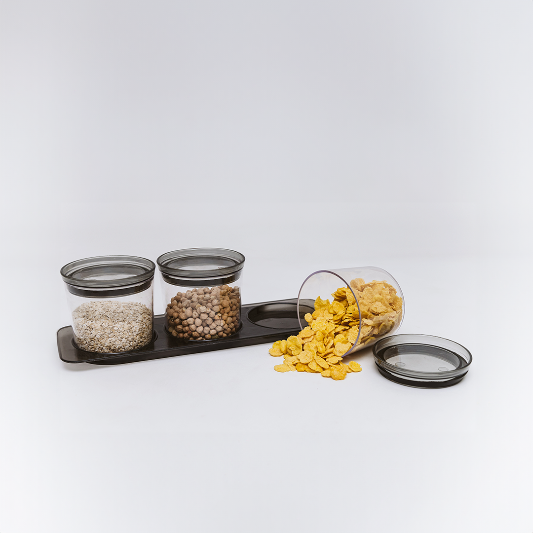 3-Piece Acrylic Spice and Food Containers with Rack