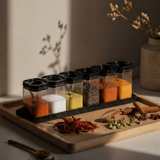6-Piece Self-spoon Spice Containers with Stand