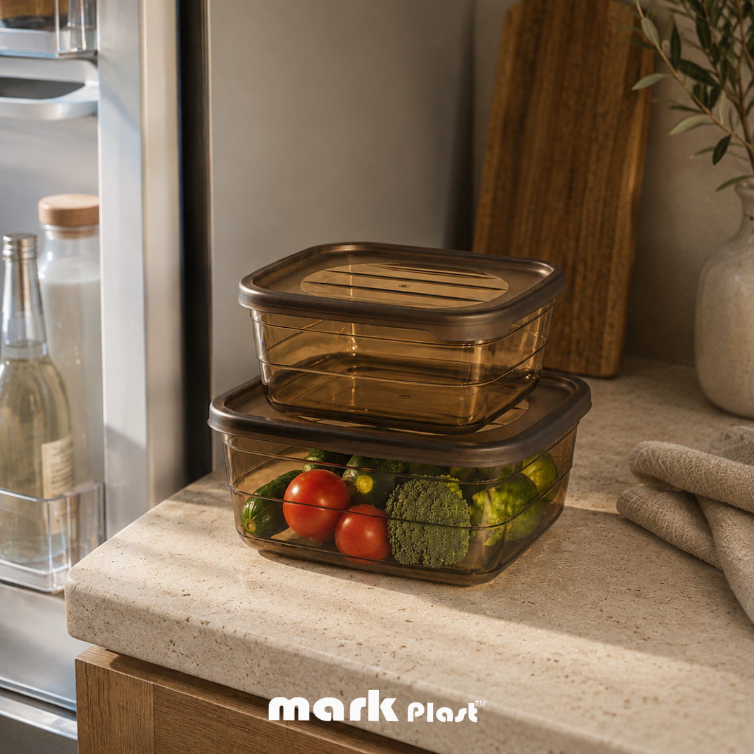 All Black Trend fridge containers (Set 3 Pieces)