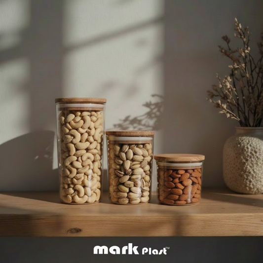 طقم خزين طعام بغطا خشب