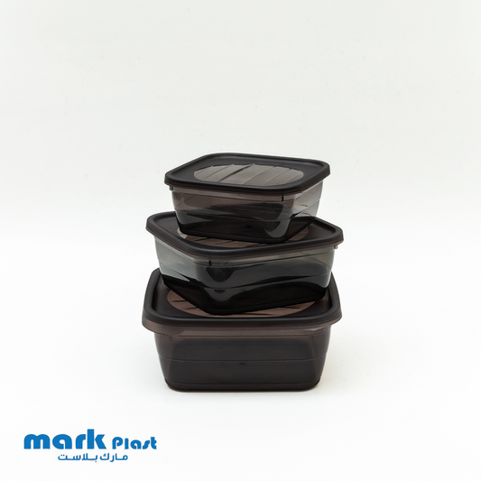 All Black Trend fridge containers (Set 3 Pieces)