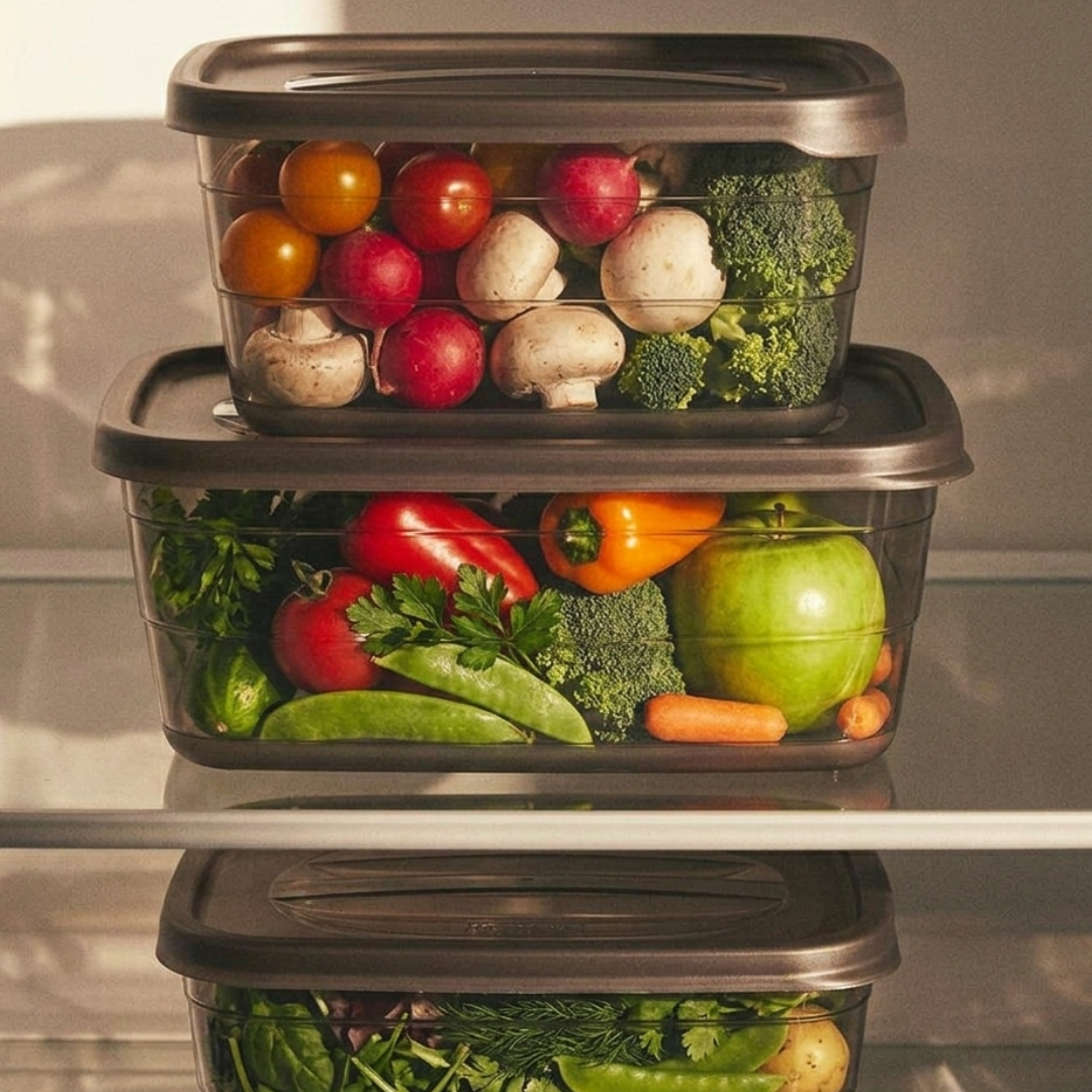 All Black Trend fridge containers (Set 3 Pieces)