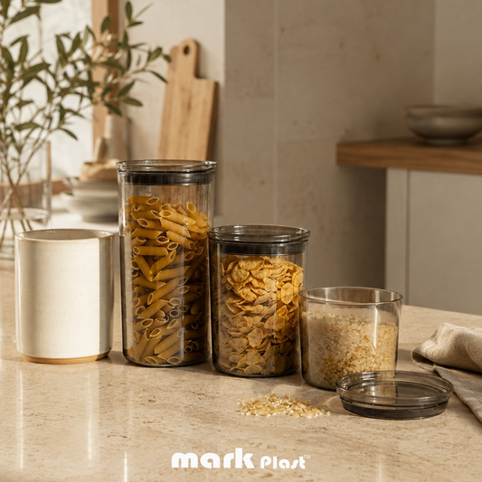 Rounded Acrylic Food Storages Container Plastic lid (Set 3 Pieces)