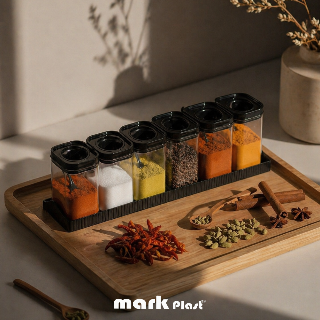 6-Piece Self-spoon Spice Containers with Stand