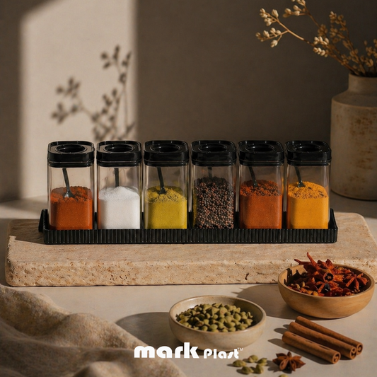 6-Piece Self-spoon Spice Containers with Stand
