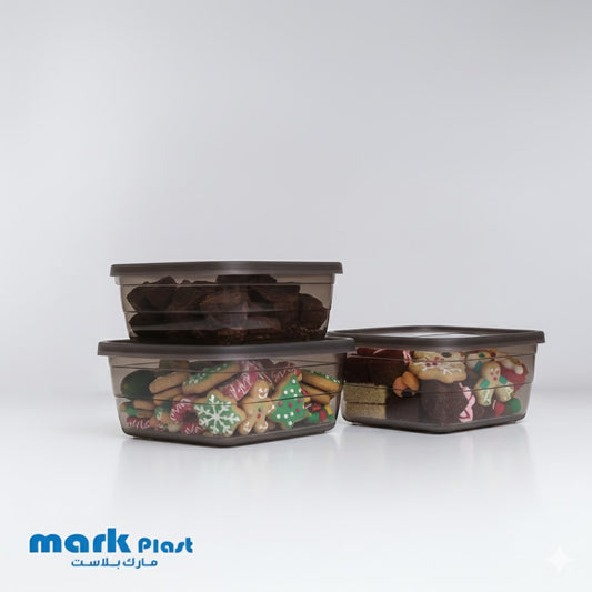 All Black Trend fridge containers (Set 3 Pieces)